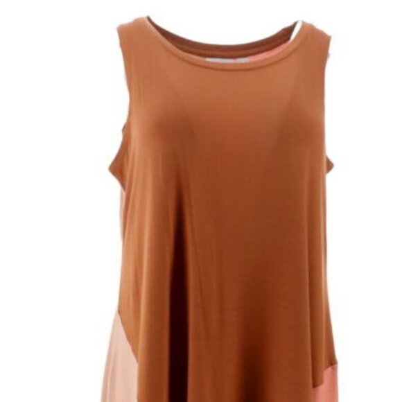 NEW NWOT LOGO Layers Lori Goldstein Color Block Knit Tank Tunic Top Sienna XXS - Picture 6 of 16
